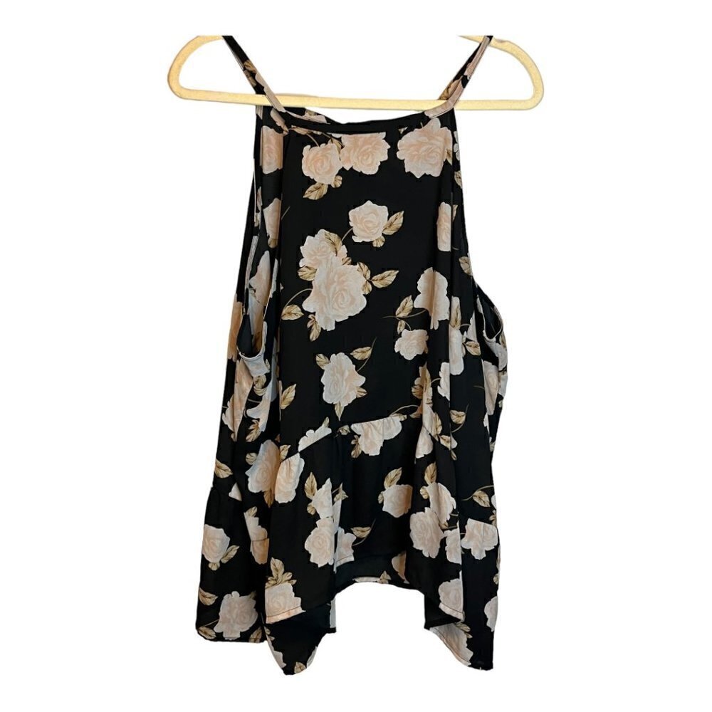 Torrid Blouse Women's‎ Size 4x Georgette Drop Waist Halter Top Floral Roses